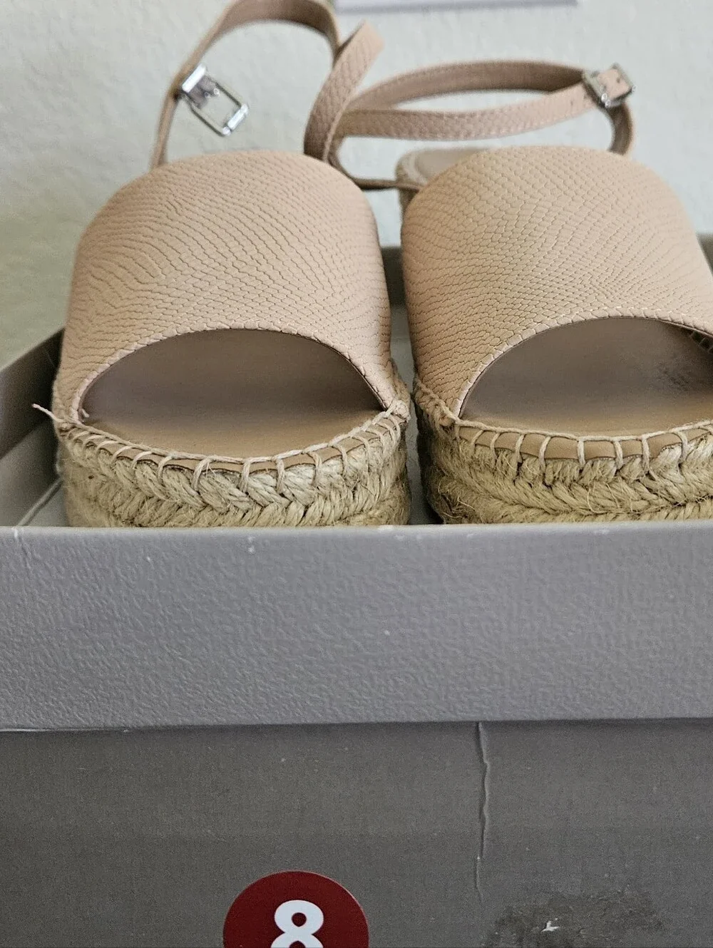 Franco Sarto Blush Espadrille Platform Sandals with Ankle Strap Size 8